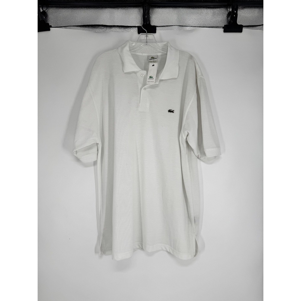 Lacoste Pique Polo Shirt Mens Size 7 2XL White Cotton Short Sleeve Golf Logo